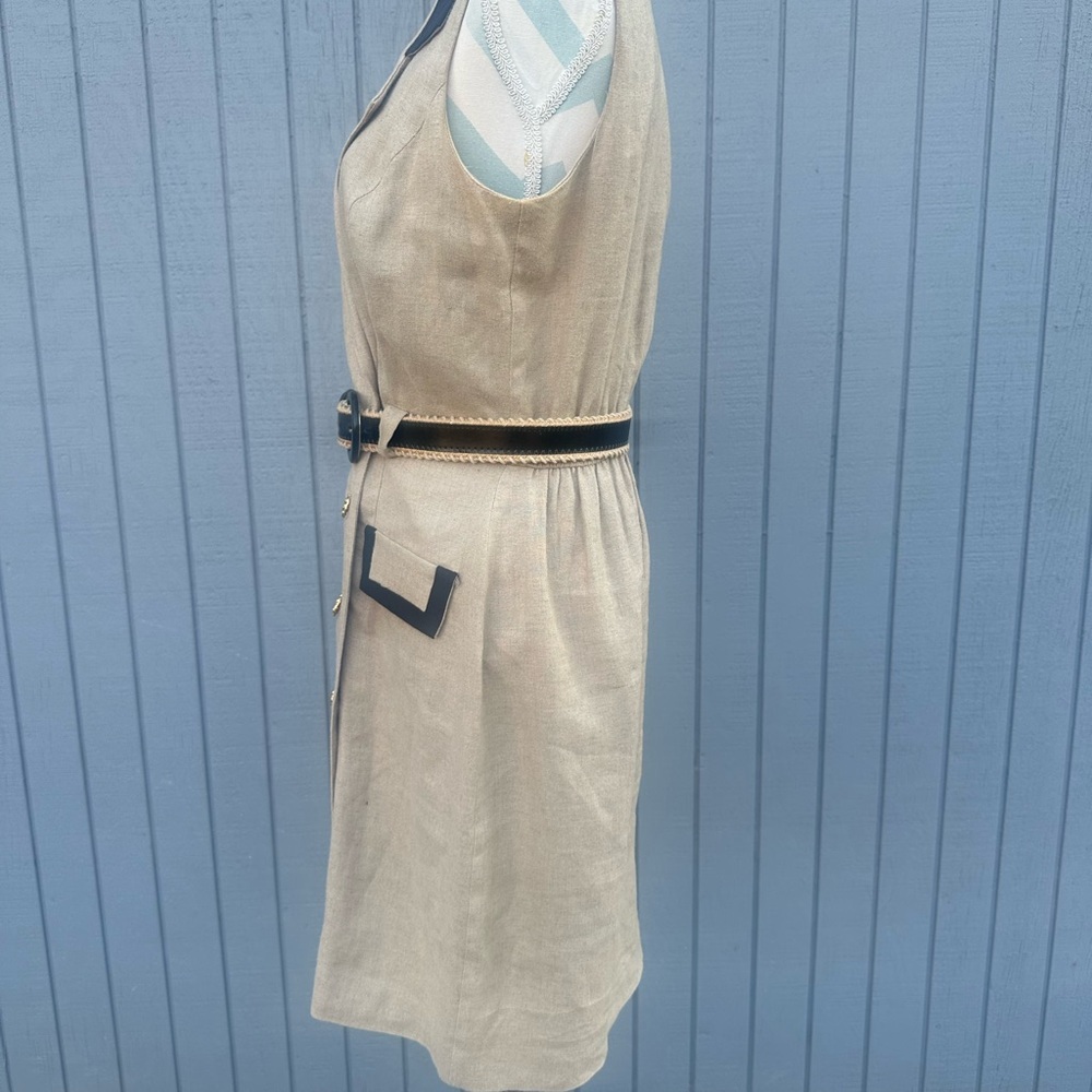 Danny & Nicole Khaki Dress with Black Details - Picture 8 of 14